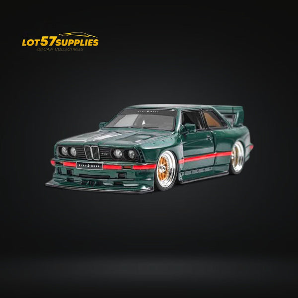 Model car of a BMW on a dark background with 'LOT57SUPPLIES' logo.