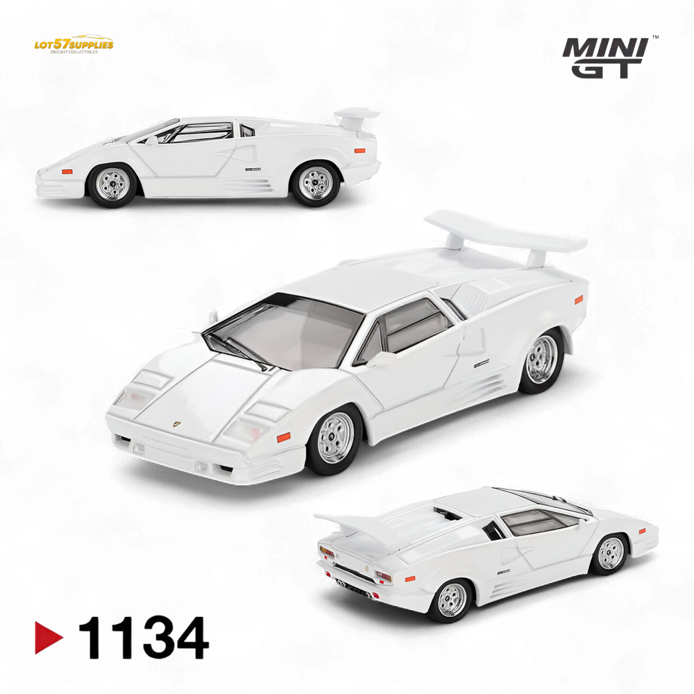 (Pre-Order) Mini-GT Lamborghini Countach 25th Anniversary White 1:64