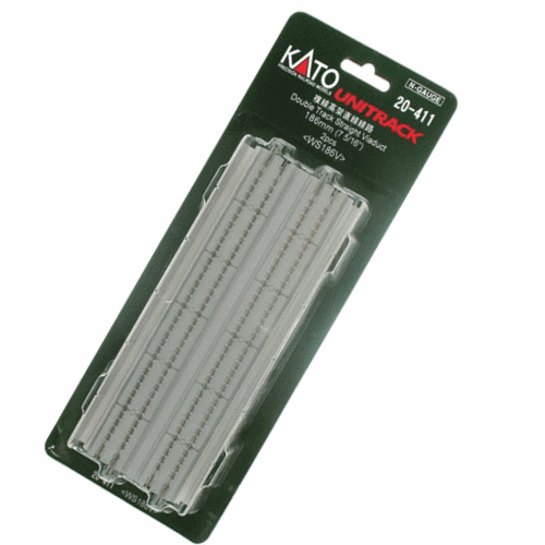 Kato 20-411 N Scale 186mm (7 5/16") Concrete Slab Double Track Straight Viaduct Track [2 pcs] UniTracks