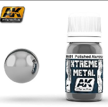 Black Forest® Hobby Supply Co AK Interactive 481 Xtreme Metal: Polished Aluminum Metallic Paint 30ml Bottle — Glues, Paints,