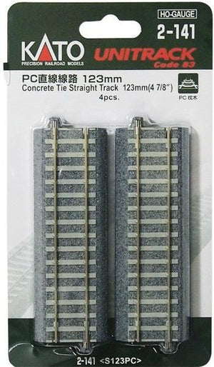 Kato 2-141 Unitrack PC 4-7/8" Concrete Tie Straight Track (4) HO Scale