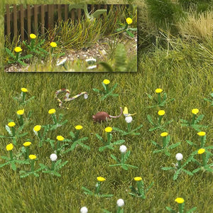 Black Forest® Hobby Supply Co Busch 1220 HO Scale Dandelion Patch - Kit -- 60 White & 60 Yellow — HO Scale Scenery > Busch