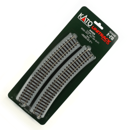 Kato 2-210 HO Scale 550mm (21 5/8") Radius 22.5º Curve Track [4 pcs] UniTrack