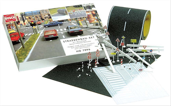 Busch 7096 HO Scale Road Construction Set with Signs & Mat