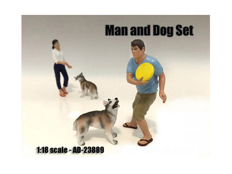 Man and Dog 2 Piece Figure Set For 1:18 Scale Models by American Diorama — Scale Model Accessories