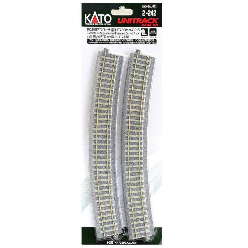 PowerHobby Kato 2-242 HO Scale UniTrack 730mm 28 3/4" 22.5 Radius Curved Concrete Easement