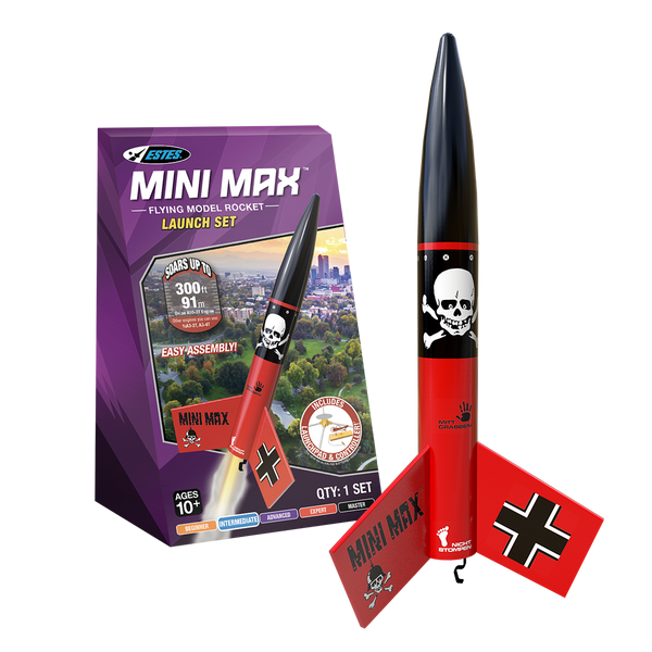 ESTES Mini Der Red Max™ Launch Set Rocket-Building Kit, Intermediate Mini Flying-Rocket-Model Kit for Ages 10+