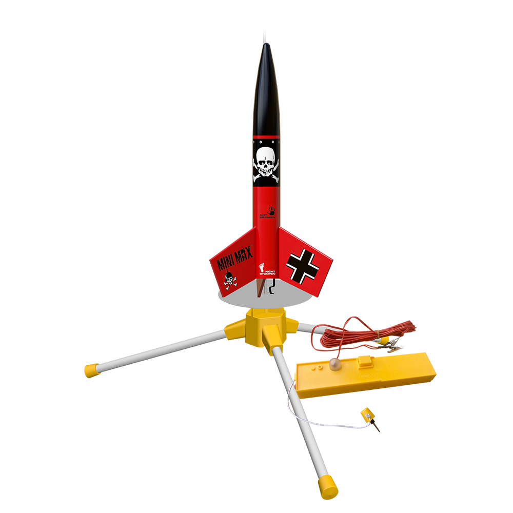 ESTES Mini Der Red Max™ Launch Set Rocket-Building Kit, Intermediate Mini Flying-Rocket-Model Kit for Ages 10+