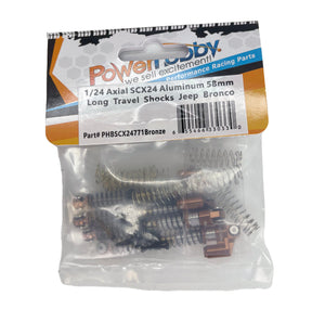 Powerhobby 1/24 Axial SCX24 Aluminum 58mm Long Travel Shocks Jeep Bronco Bronze