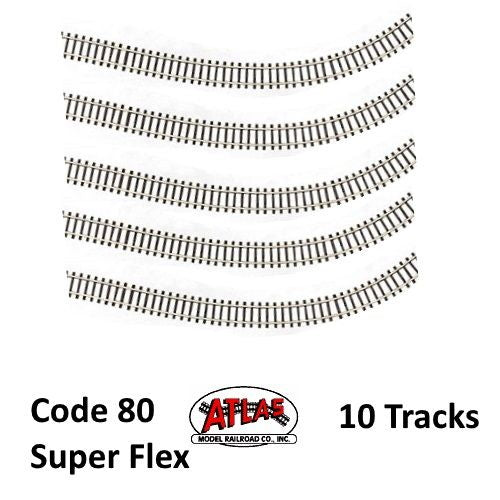 Atlas 2500 N Code 80 Super-Flex Track Black Ties / Nickel Silver Rail (10 Pcs)