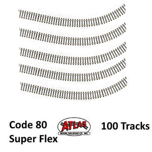 Atlas 2500 N Code 80 Super-Flex Track (100) (Black Ties / Nickel Silver Rail)