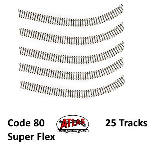 Atlas 2500 N Code 80 Super-Flex Track Black Ties / Nickel Silver Rail (25 Pcs)