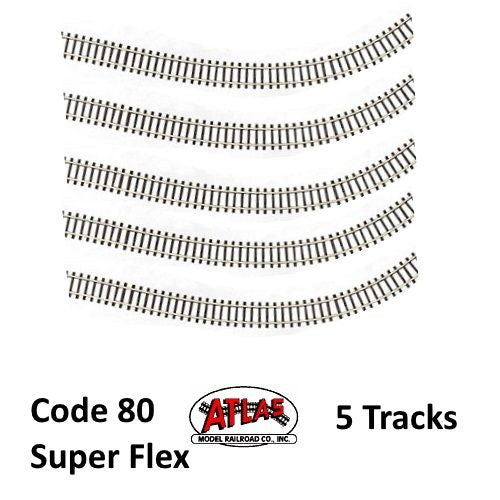 Atlas 2500 N Code 80 Super-Flex Track Black Ties / Nickel Silver Rail (5 Pack)