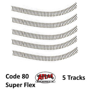 Atlas 2500 N Code 80 Super-Flex Track Black Ties / Nickel Silver Rail (5 Pack)