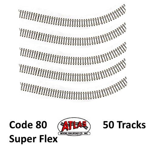 Atlas 2500 N Code 80 Super-Flex Track Black Ties / Nickel Silver Rail (50 Pcs)