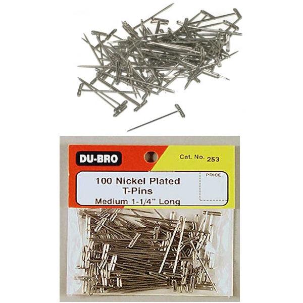 DuBro 253 Nickel Plated T-Pins 1-1 / 4" (100Pcs)
