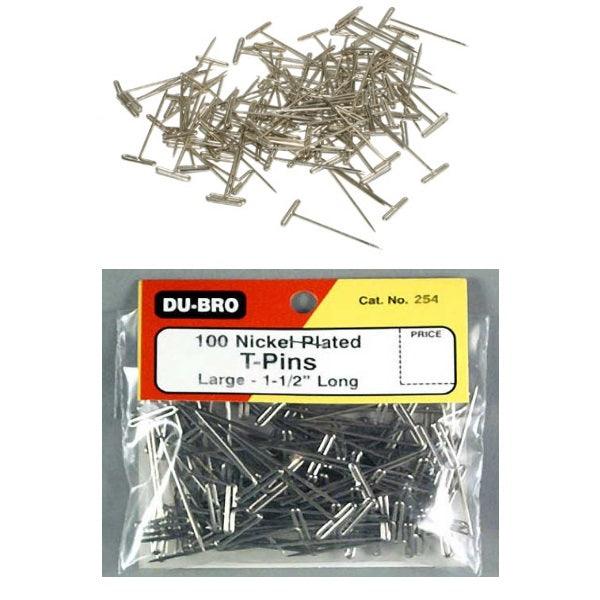 DuBro 254 Nickel Plated T-Pins 1-1 / 2" (100)