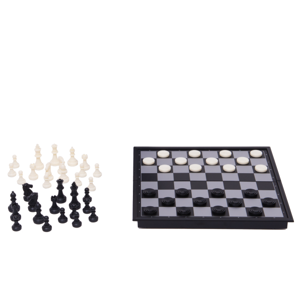 Little Shop of Magic Travel Games: Rustik Foldable Magnetic Checkers/Chess (Black/White) — Board Game