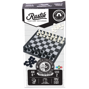 Little Shop of Magic Travel Games: Rustik Foldable Magnetic Checkers/Chess (Black/White) — Board Game