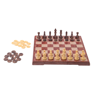 Little Shop of Magic Travel Games: Rustik Foldable Magnetic Checkers/Chess (Peachwood) — Board Game