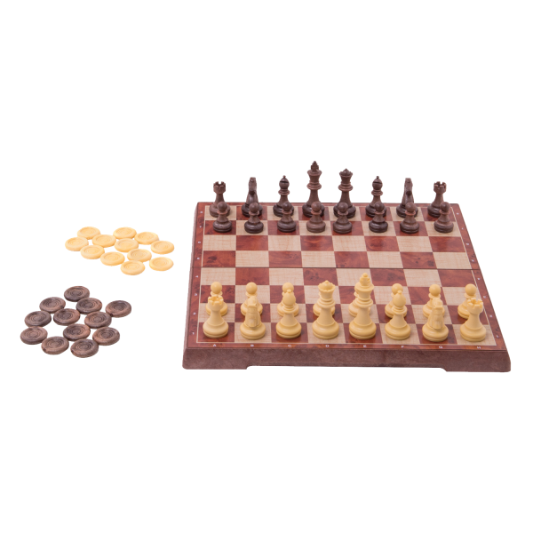 Little Shop of Magic Travel Games: Rustik Foldable Magnetic Checkers/Chess (Peachwood) — Board Game