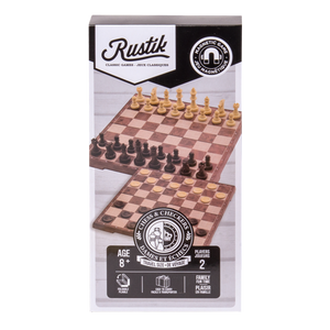 Little Shop of Magic Travel Games: Rustik Foldable Magnetic Checkers/Chess (Peachwood) — Board Game