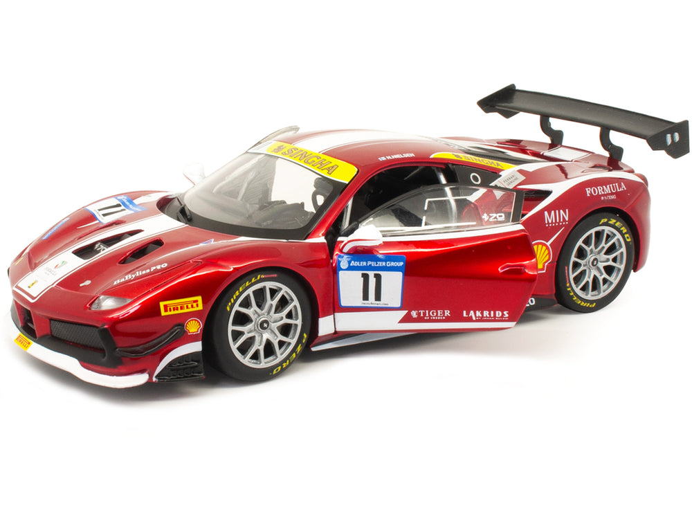 Ferrari 488 Challenge #11 Candy Red with White Stripes "Ferrari Racing" 1/24 Diecast Model Car by Bburago