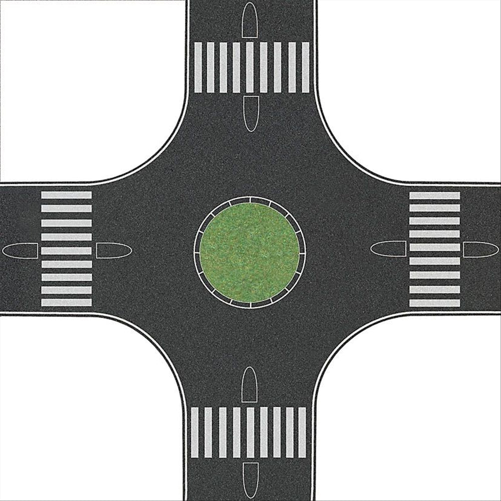 Busch 1101 HO Scale 4-Way Roundabout Roadway, Self-Adhesive