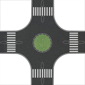 Busch 1101 HO Scale 4-Way Roundabout Roadway, Self-Adhesive