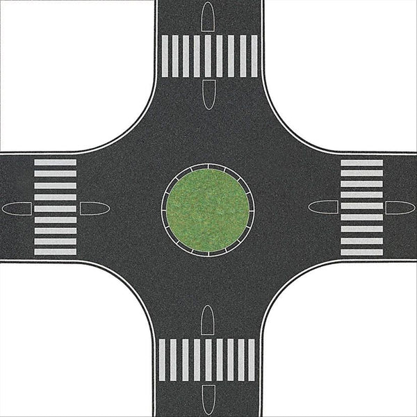 Busch 1101 HO Scale 4-Way Roundabout Roadway, Self-Adhesive