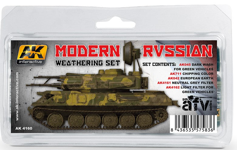 Black Forest® Hobby Supply Co AK Interactive 4160 AFV Series: Modern Russian Weathering Set (5 Colors) 35ml/17 — Glues,
