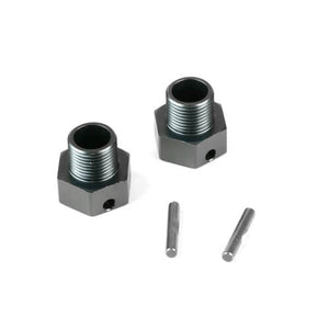 Tekno TKR9673 – Wheel Hubs (+4mm offset, 17mm, gun metal ano, w/pins, 2pcs)