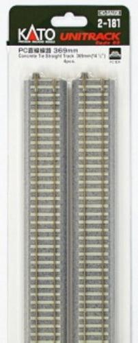 PowerHobby Kato 2-181 369mm (14 1/2") Concrete Tie Straight Track [4 pcs] — HO Tracks