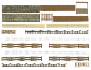Black Forest® Hobby Supply Co Busch 6017 A Scale Fence & Wall Assortment - Kit (Plastic) — HO Scale Scenery > Busch