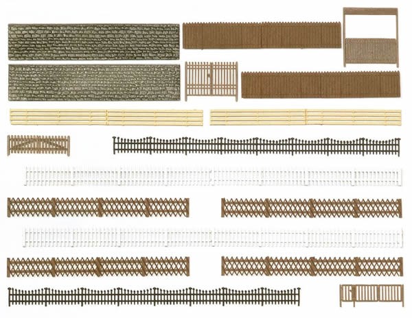 Black Forest® Hobby Supply Co Busch 6017 A Scale Fence & Wall Assortment - Kit (Plastic) — HO Scale Scenery > Busch