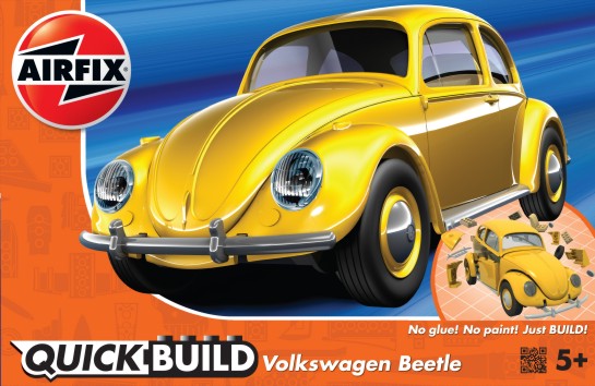 Black Forest® Hobby Supply Co Airfix J6023 Quick Build VW Beetle Car (Yellow) (Snap) — Car & Truck Kits > Airfix