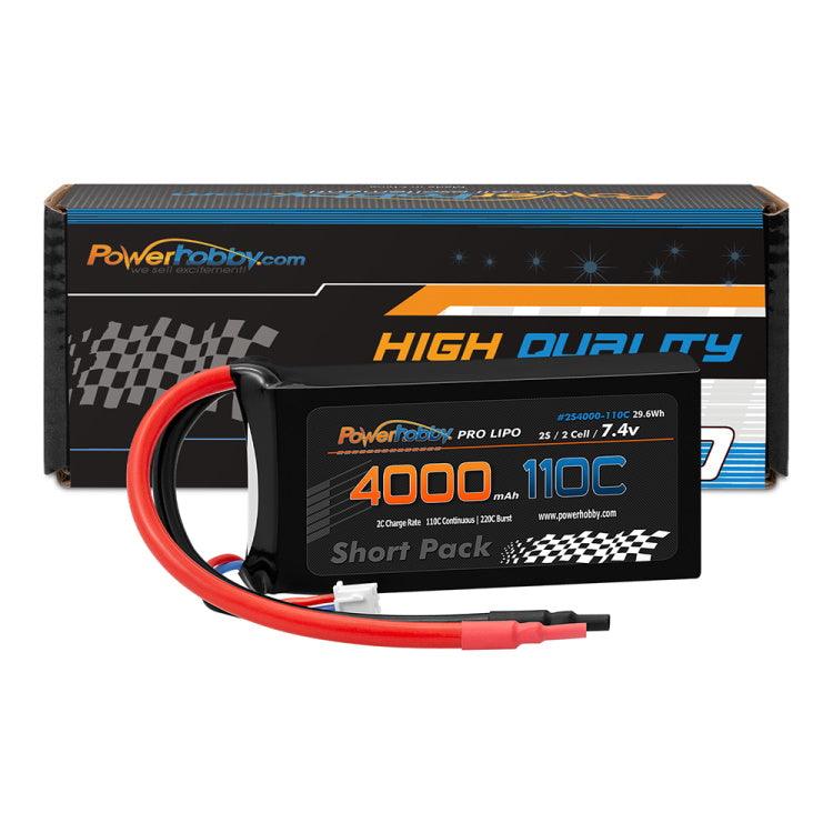 Powerhobby 2S 7.4V 4000mah 110C-220C Short Drag Racing Lipo Battery