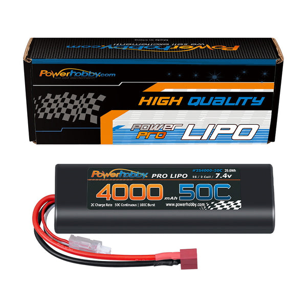 Powerhobby 2S 4000mah 50c ROUND Lipo Battery w Deans Plug ( Starter Box)