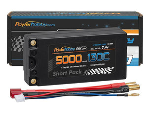 Powerhobby 2S 7.4V 5000mah 130C Graphene Shorty Lipo Battery 5MM