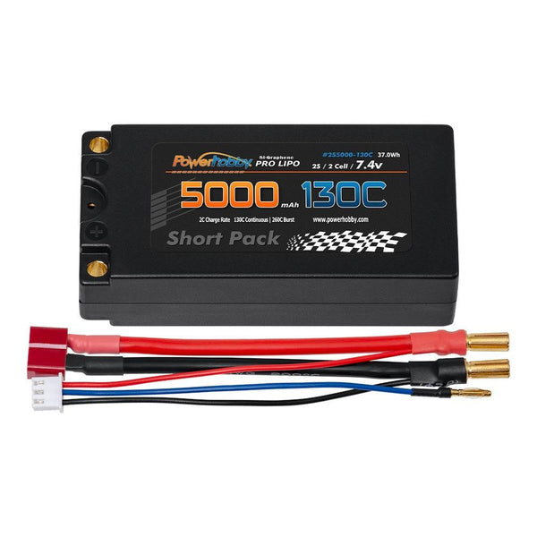 Powerhobby 2S 7.4V 5000mah 130C Graphene Shorty Lipo Battery 5MM