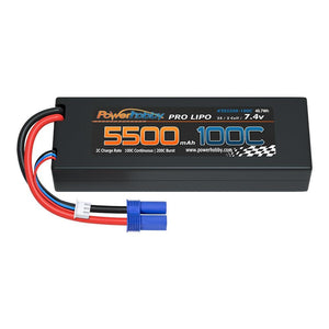 Powerhobby 2S 7.4V 5500MAH 100C Lipo Battery w EC5 Plug Hard Case