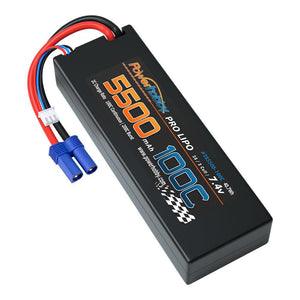 Powerhobby 2S 7.4V 5500MAH 100C Lipo Battery w EC5 Plug Hard Case