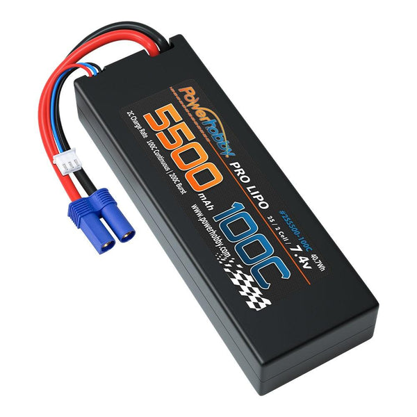 Powerhobby 2S 7.4V 5500MAH 100C Lipo Battery w EC5 Plug Hard Case