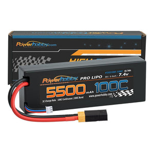 Powerhobby 2S 7.4V 5500MAH 100C Lipo Battery w XT60 + Adapter