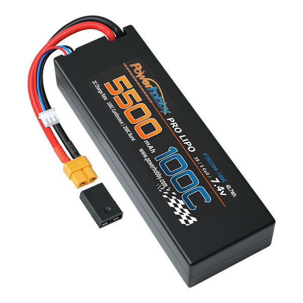 Powerhobby 2S 7.4V 5500MAH 100C Lipo Battery w XT60 + Adapter