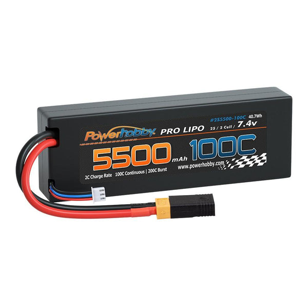 Powerhobby 2S 7.4V 5500MAH 100C Lipo Battery w XT60 + Adapter
