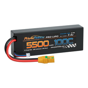 Powerhobby 2S 7.4V 5500MAH 100C Lipo Battery w XT90 Plug Hard Case