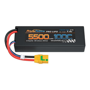 Powerhobby 2S 7.4V 5500MAH 100C Lipo Battery w XT90 Plug Hard Case