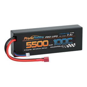 Powerhobby 2S 7.4V 5500MAH 100C Lipo Battery w Deans Plug Hard Case