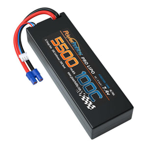 Powerhobby 2S 7.4V 5500MAH 100C Lipo Battery w EC3 Plug Hard Case